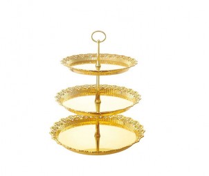 3 Tiers Electroplated Gold Tray