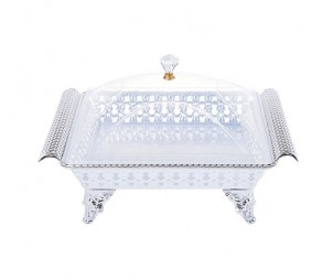 Hollow Electroplated Silver Tray+ Leg+Cover