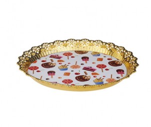 Round Electroplated Gold Tray