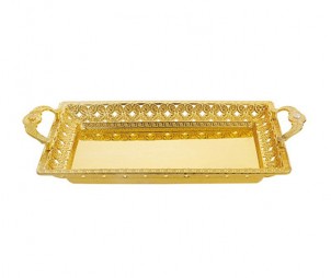 Rectangle Electroplated Gold Tray+Handle