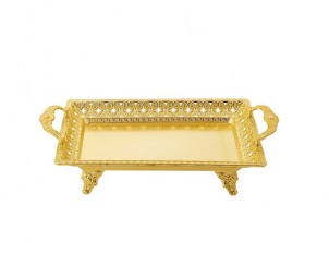 Rectangle Electroplated Gold Tray+Handle+Legs