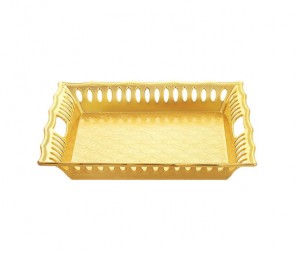 Square Electroplated Gold Tray