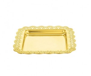 Square Electroplated Gold Tray